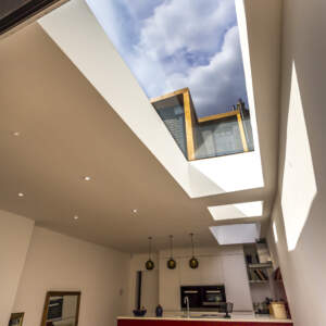 Skylights over living room and kitchen