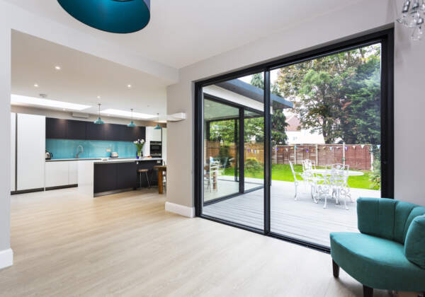 Family kitchen dining room inside/outside living dining areas