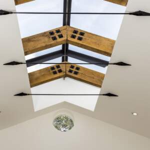 skylight with oak beams