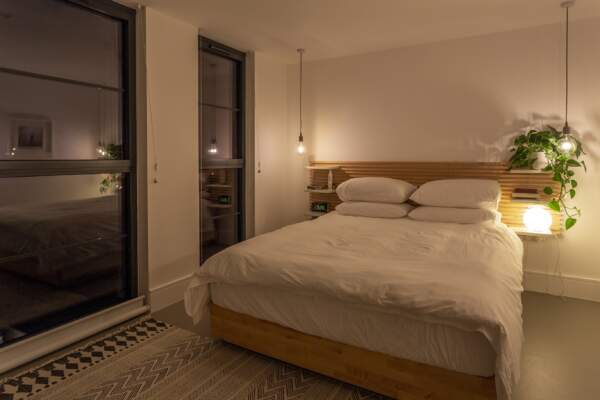 loft bedroom with a view