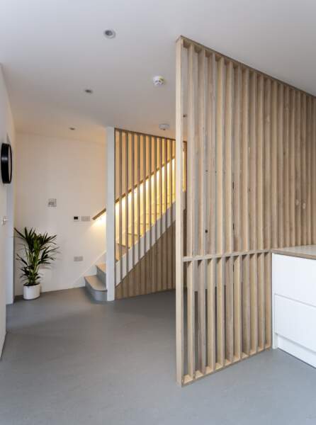 Refrubished staircase, plywood balustrade
